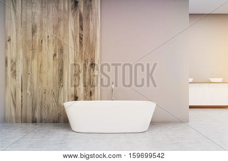 Close Up Of A White Bathtub, Toned