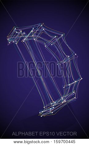 Abstract illustration of a Multicolor sketched uppercase letter D with Reflection. Hand drawn 3D D for your design. EPS 10 vector illustration.