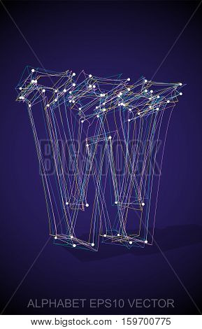 Abstract illustration of a Multicolor sketched lowercase letter W with Transparent Shadow. Hand drawn 3D W for your design. EPS 10 vector illustration.