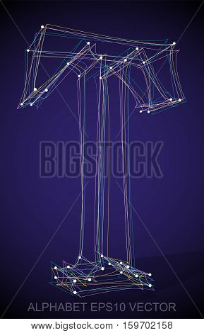 Abstract illustration of a Multicolor sketched uppercase letter T with Transparent Shadow. Hand drawn 3D T for your design. EPS 10 vector illustration.
