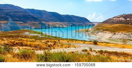 View Of The Kouris Reservoir. Cyprus.