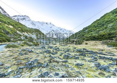 Nature mountain rock at mount cook, new zealand