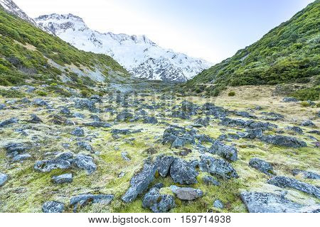 Nature mountain rock at mount cook, new zealand