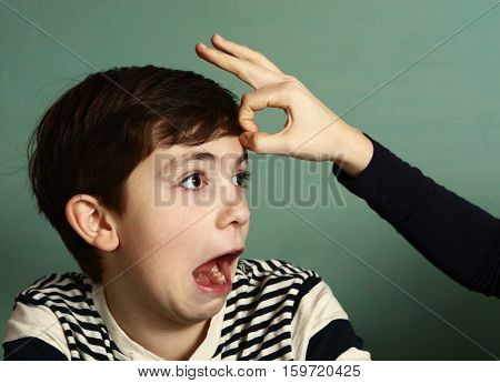 Boy Got Fillip Flick On His Forehead