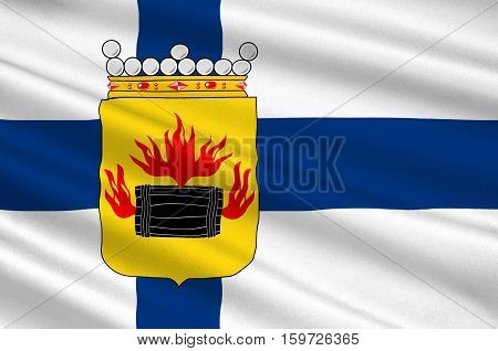 Flag Of Kokkola is a town and municipality in Central Ostrobothnia region in Finland. 3d illustration