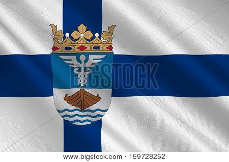 Flag Of Jyvaskyla is a city and municipality in Central Finland region in Finland. 3d illustration