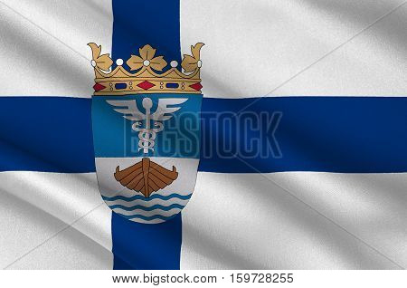 Flag Of Jyvaskyla is a city and municipality in Central Finland region in Finland. 3d illustration