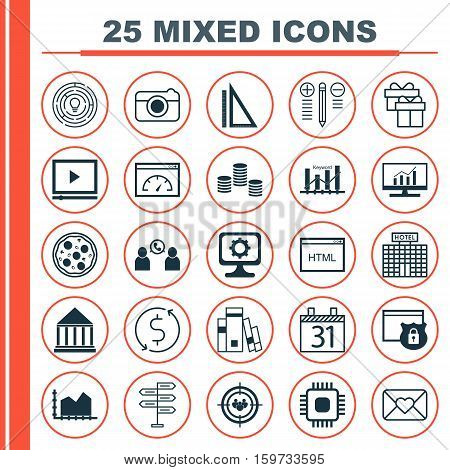 Set Of 25 Universal Editable Icons. Can Be Used For Web, Mobile And App Design. Includes Elements Such As PC, Keyword Optimisation, Opportunity And More.