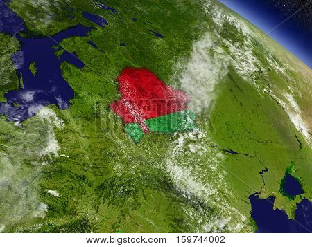 Belarus With Embedded Flag On Earth
