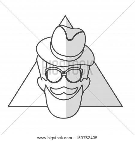 man face with mustache and glasses over triangular frame and white background. hispter style concept. vector illustration