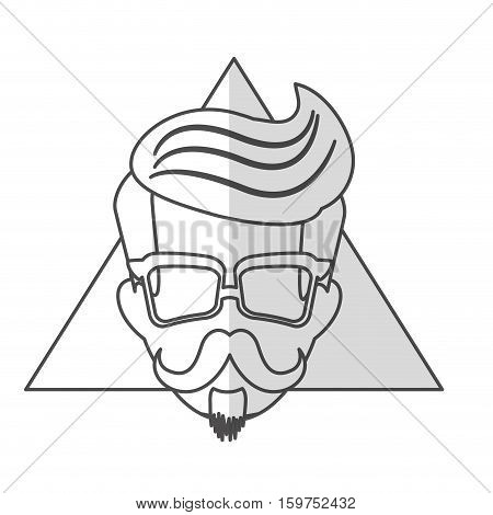 man face with mustache and glasses over triangular frame and white background. hispter style concept. vector illustration