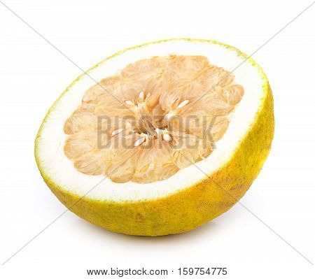pomelo with half of pomelo isolated on the white background
