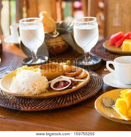 Traditional Philippino Breakfast With Garlic Rice