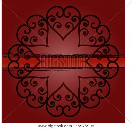 grunge stripe with heart design reds