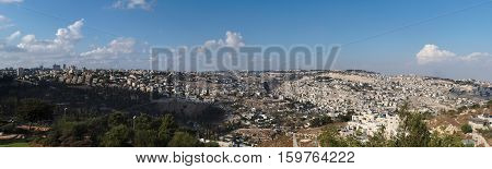 Panorama of Jerusalem with Temple Mount in the center
