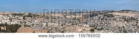 Panorama of Jerusalem with Temple Mount in the center
