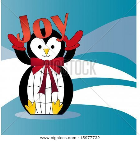 pinguino con la parola gioia