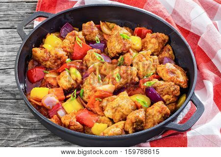 Sweet And Sour Crispy Fried Pork Pieces, Close-up