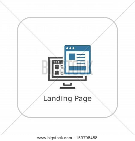 Landing Page Icon. Business and Finance. Isolated Illustration. Desktop with web page. Descktop computer with landing page.