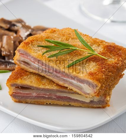 Cachopo typical meat dish from the Asturias region in Spain.