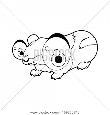 Coloring book page. Funny cartoon comic cool nice animals. Lemming