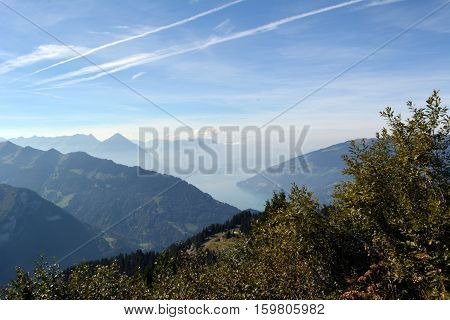 Snow-covered Peaks Of The Alps In Switzerland. Jungfrau. Schynige Platte