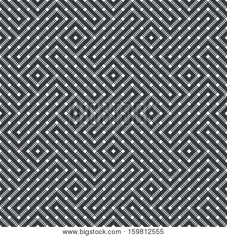 Seamless pattern. Abstract geometric background. Modern texture with dashed lines. Regularly repeating geometrical grid with rhombuses strips rectangles. Vector element of graphical design