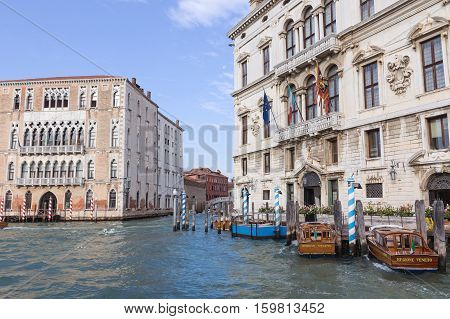 VENICE ITALY - SEPT 20 2016: Palace Balbi on Grand Canal is the seat of the President of the Veneto region and of the regional council. Venice September 20 2016