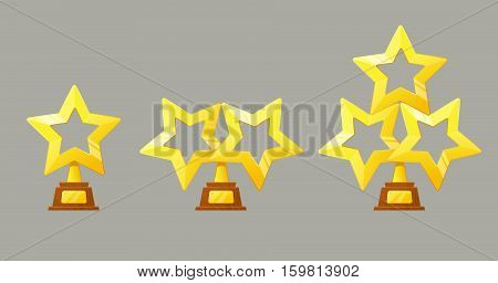 Winner gold cup. Trophy star icon. Championship and olympiad.Vector Game Golden stars icon.