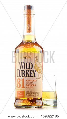 POZNAN POLAND - NOV 22 2016: Wild Turkey is a brand of Kentucky straight bourbon whiskey produced by the Austin Nichols division of Campari Group