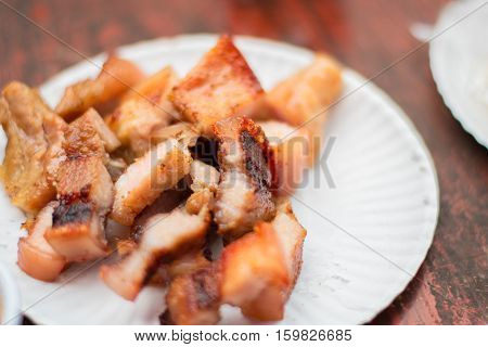 close up thai style grill porkselective focus.