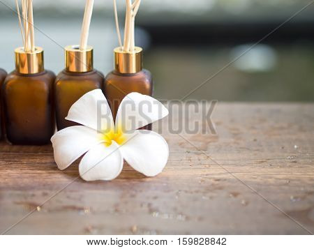 Spa massage compress balls herbal ball on the wooden with treaments spa Thailand select focus