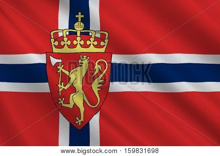 Flag of Kingdom of Norway is a sovereign and unitary monarchy of the Scandinavian Peninsula. 3d illustration