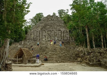 Ruins Of Mayan Pyramid In Coba. Mexico.