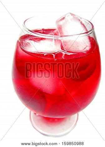 red fruit punch cocktail drink with raspberry and ice