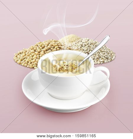 cup of cereal on color background solid
