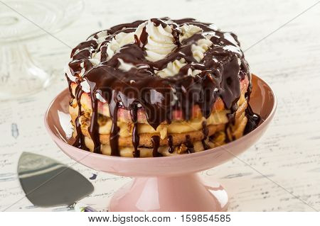 Somloi galuska is a Hungarian dessert made with three different-flavored sponge cakes.
