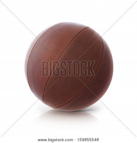 Leather ball 3D illustration on white background