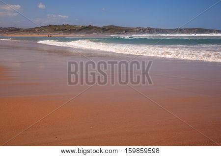 LIENCRES DUNES SPAIN - AUGUST 21: View of the Liencres dunes nature reserve in the Cantabrian sea on August 21 2016