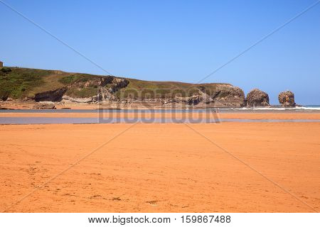 LIENCRES DUNES SPAIN - AUGUST 21: View of the Liencres dunes nature reserve in the Cantabrian sea on August 21 2016