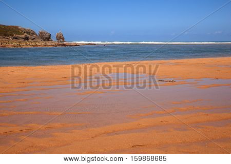 LIENCRES DUNES SPAIN - AUGUST 21: View of the Liencres dunes nature reserve in the Cantabrian sea on August 21 2016