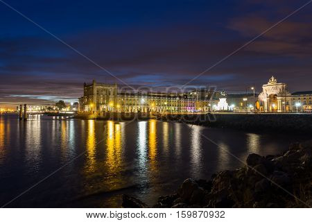Night On River Tejo (lisbon, Portugal)