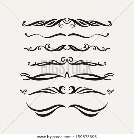 Vector set of elegant curls and swirls. Elements for design. Ornate lines.