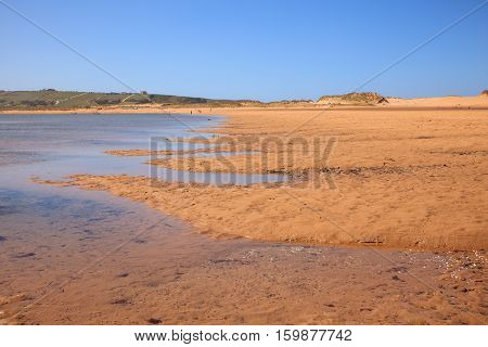LIENCRES DUNES SPAIN - AUGUST 21: View of the Liencres dunes nature reserve in the Cantabrian sea on August 21 2016