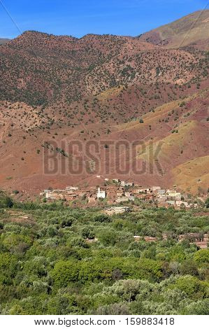 Moroccan village in the High Atlas mountains, Morocco, Africa