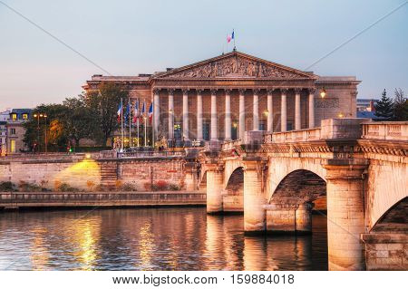Assemblee Nationale (National Assembly) in Paris France at sunrise