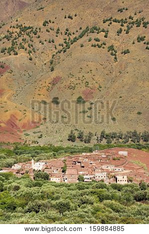 Moroccan village in the High Atlas mountains, Morocco, Africa