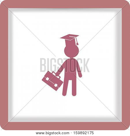 Flat icon. The man in the square academic cap with a briefcase.