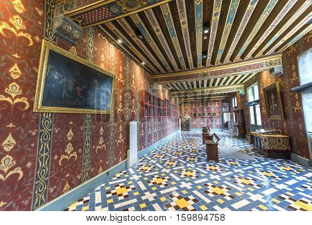 BLOIS,FRANCE-JUNE 2016: In the Queen's gallery of Blois castle in Loire valley