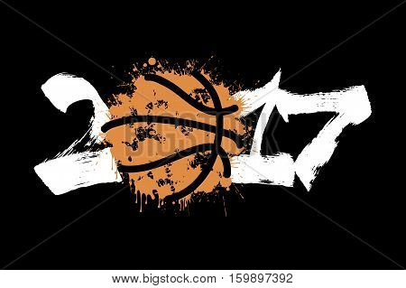 Abstract number 2017 and basketball blot. Vector illustration